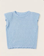 Gilet in Maglia con Spalline Imbottite – Azzurro Polvere