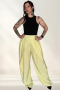 Pantaloni Balloon "Dual-Waist" Gessati – Giallo Sorbetto
