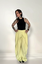 Pantaloni Balloon "Dual-Waist" Gessati – Giallo Sorbetto