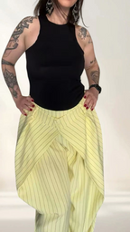 Pantaloni Balloon "Dual-Waist" Gessati – Giallo Sorbetto