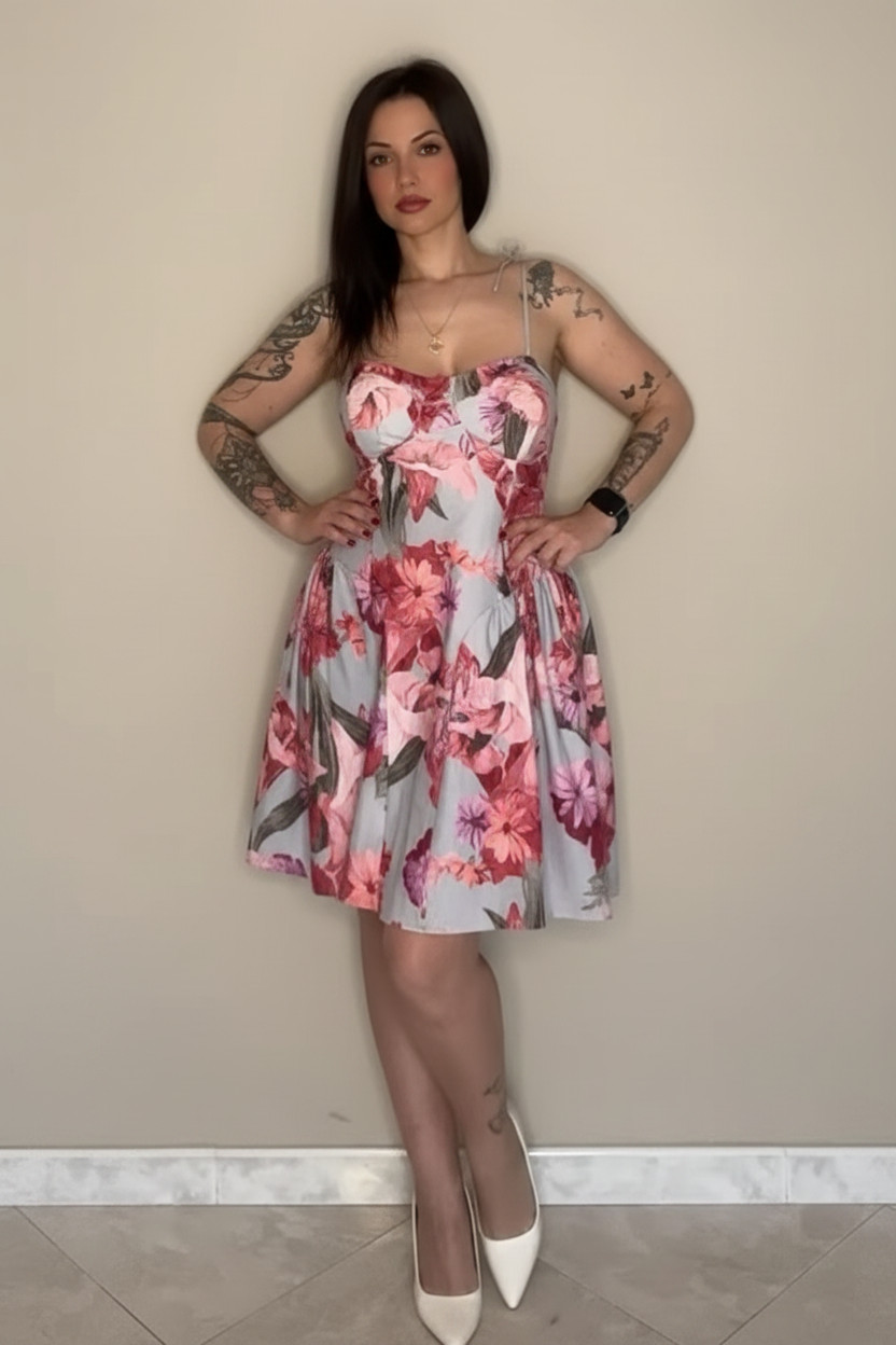 Abito Emily -Stampa Floreale Rosa e Fucsia