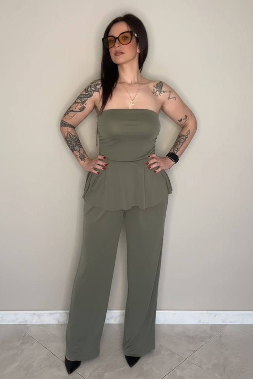 Set Coordinato "Atena" - Top Peplum e Pantalone Palazzo