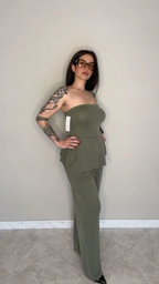Set Coordinato "Atena" - Top Peplum e Pantalone Palazzo