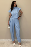 Coordinato Nuvola -Top Boxy e Pantaloni Wide-Leg Pinces