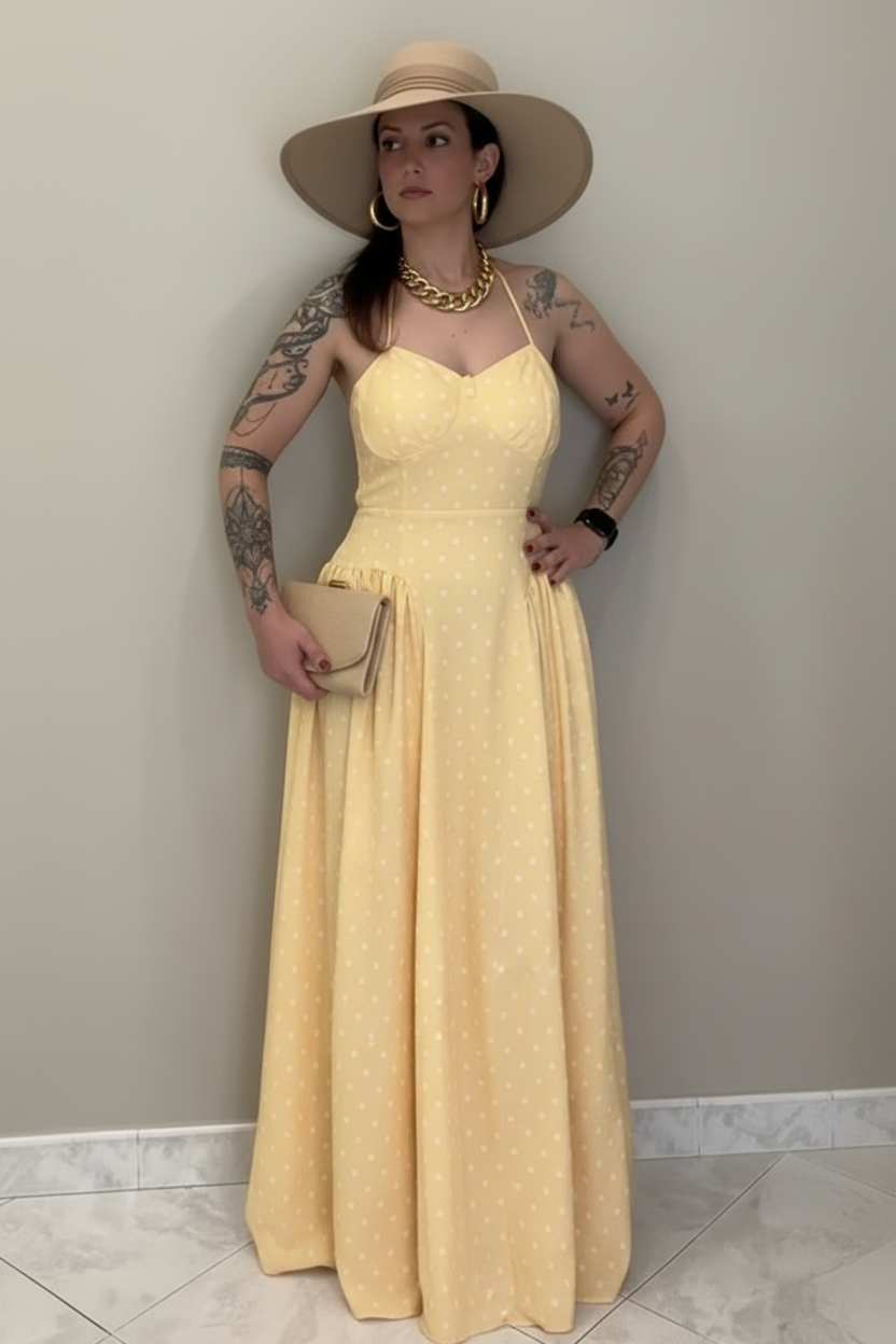 Abito Maxi "Sole a Pois" – Giallo Pastello (Promo)