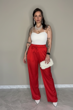 Pantalone Satin Rosso Passione