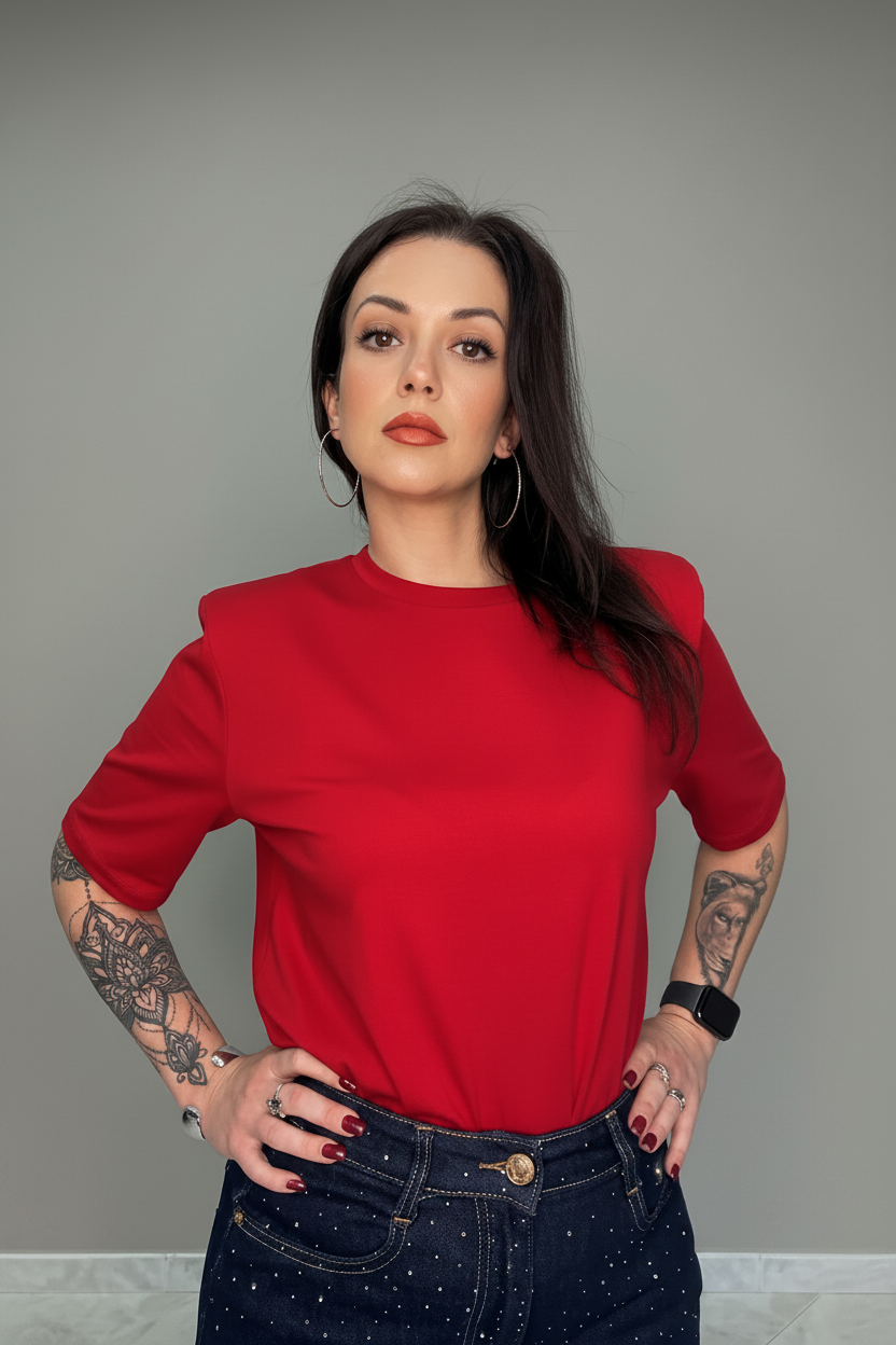 T-shirt Unica Rossa -Con Spalline Imbottite