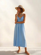 Abito Lungo Clelia Azzurro Versatile - Da Giorno a Sera