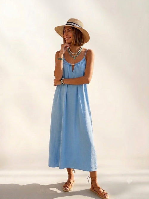 Abito Lungo Clelia Azzurro Versatile - Da Giorno a Sera