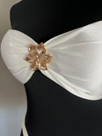 Set 3 Pezzi Costume Bikini Nanà  e Copricostume Bianco con Gioiello