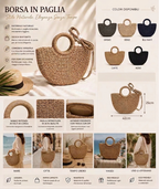 Borsa in Paglia Intrecciata con Tracolla | Stile Naturale Elegante