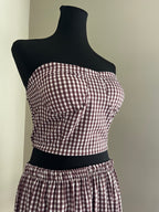 Coordinato a Quadretti con Top a Fascia e Pantaloni Harem