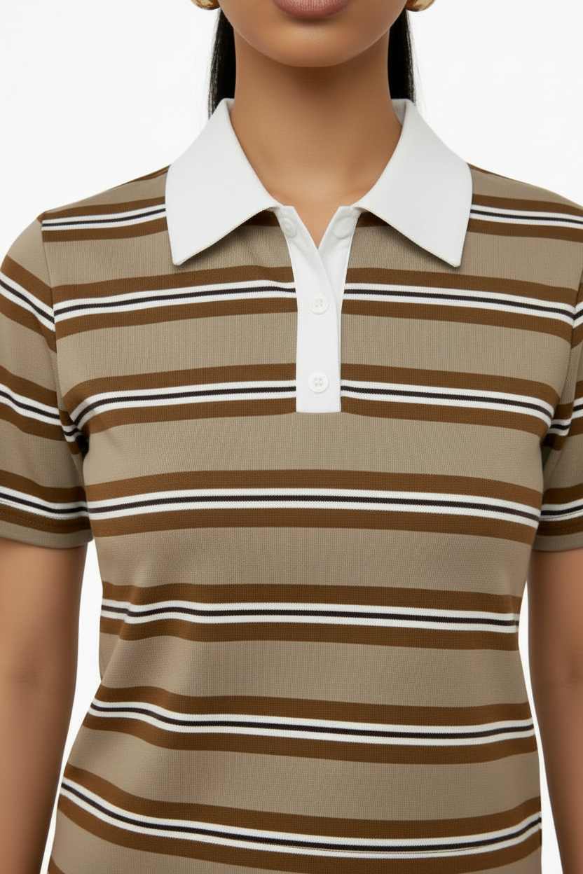 Polo in Maglia a Righe in Punto Piquet