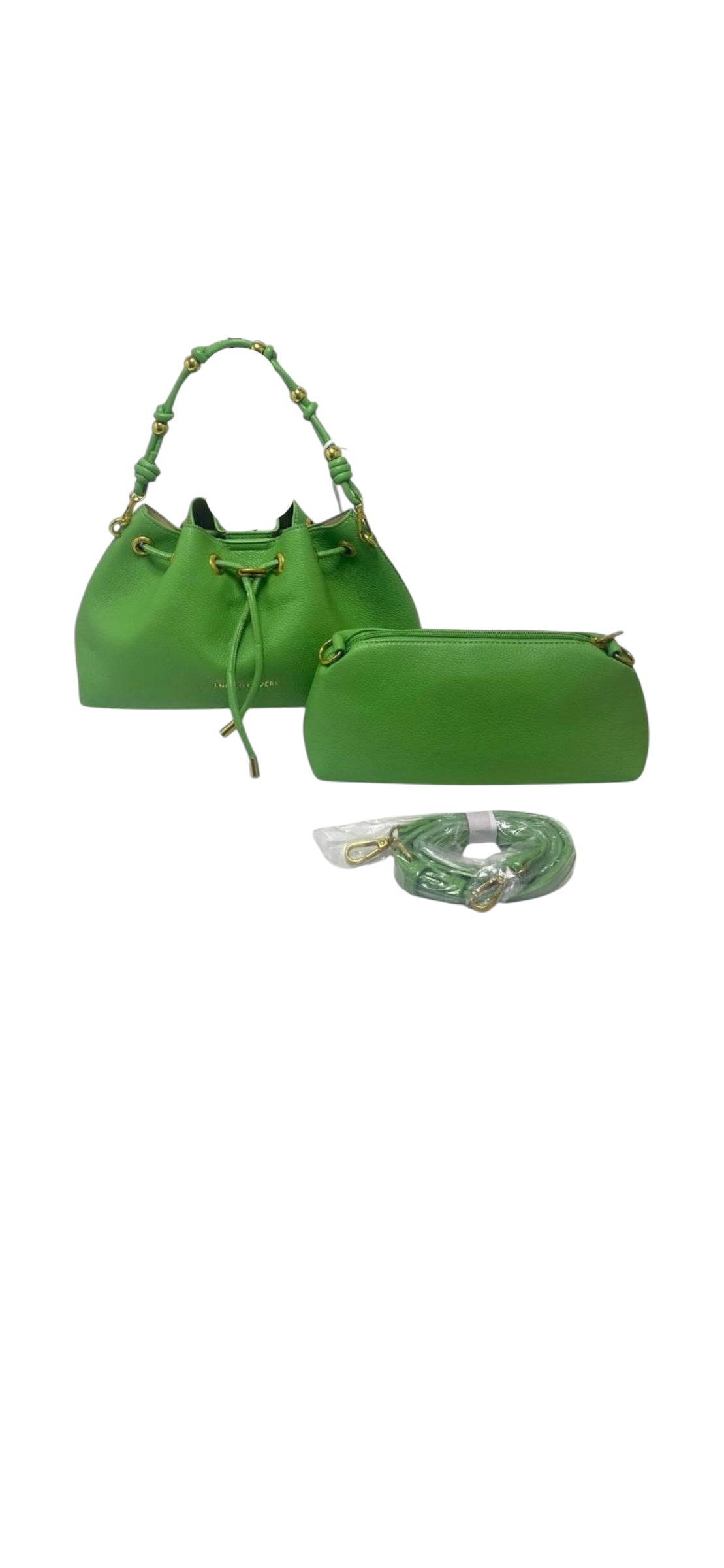 Set Borsa Secchiello "Aura Green" – 3 in 1 con Pochette e Tracolla Regolabile
