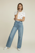 Maglia in Tricot "Amore Dolce" – Top Bianco con Cuori Ricamati