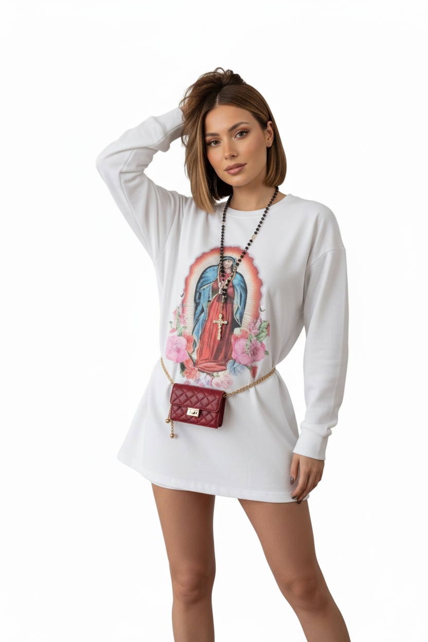 Guadalupe Rose" – Oversize con Stampa Sacra