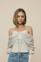 Bustier Lace-up Off-Shoulder - Collezione Vintage Cream