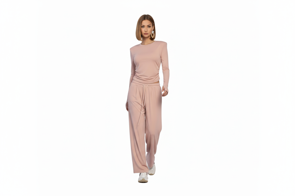 Set Comfy "Mia" – Coordinato Elasticizzato con Spalline e Pantaloni Palazzo