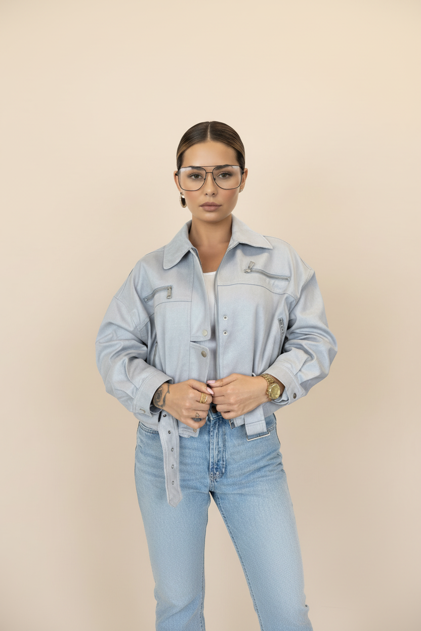 Giacca Biker Oversize "Pastel Urban"