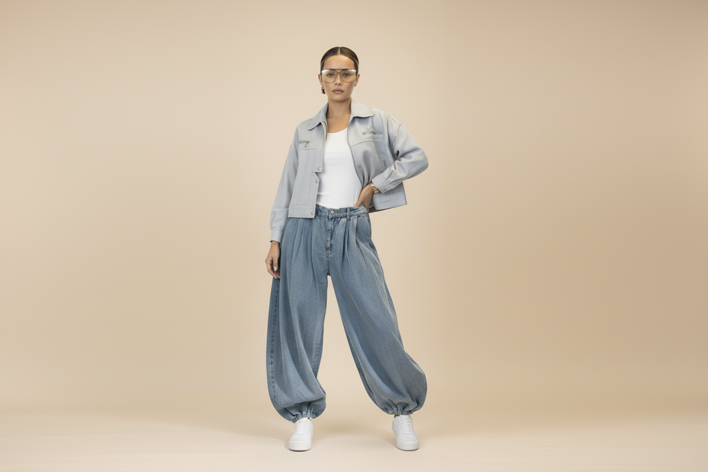 Jeans Balloon "Aria" – Light Blue Denim