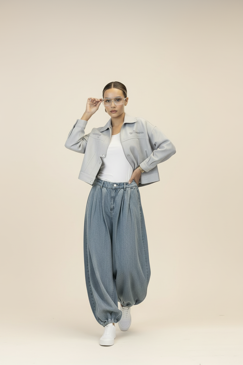 Jeans Balloon "Aria" – Light Blue Denim