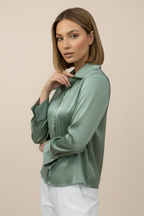 Satin Blouse Sage