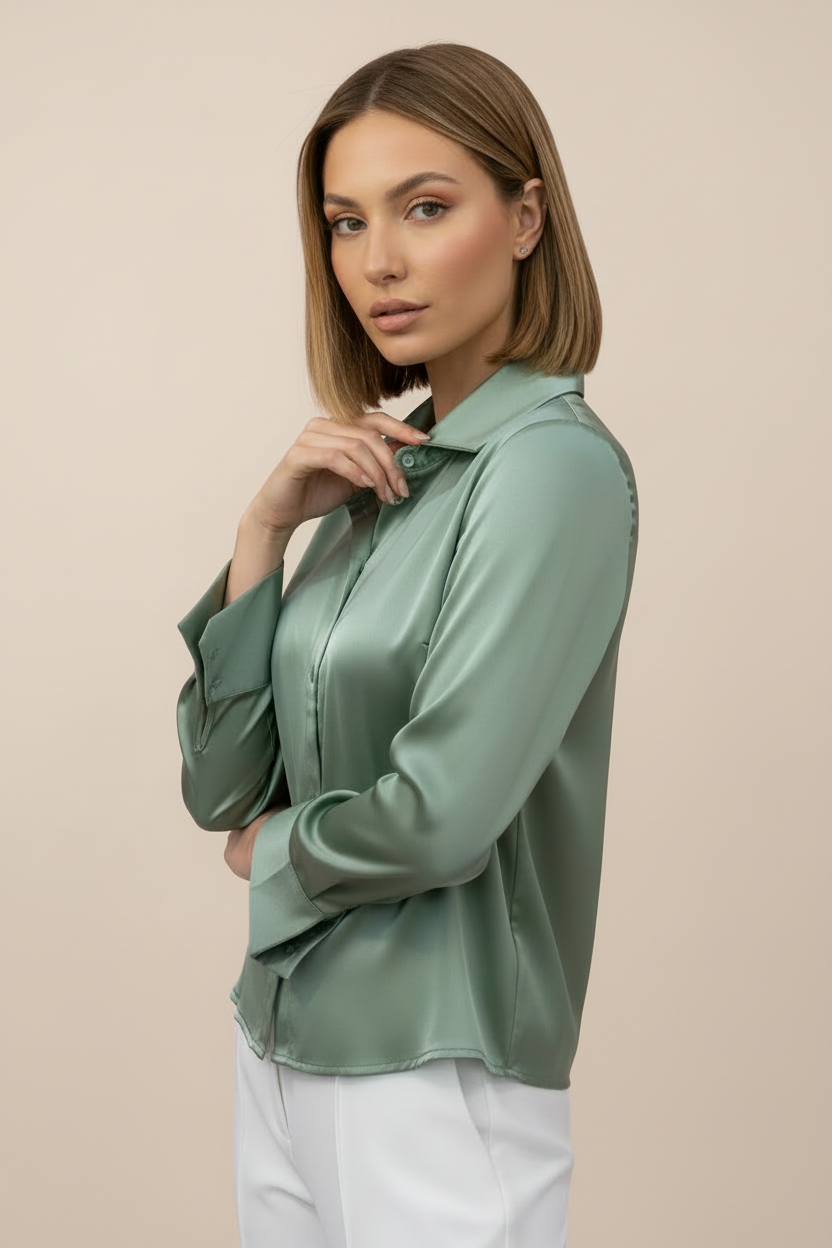 Satin Blouse Sage