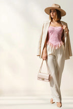 Corsetto Bustier "Fleur de Rose" in Pizzo con Orlo a Punta